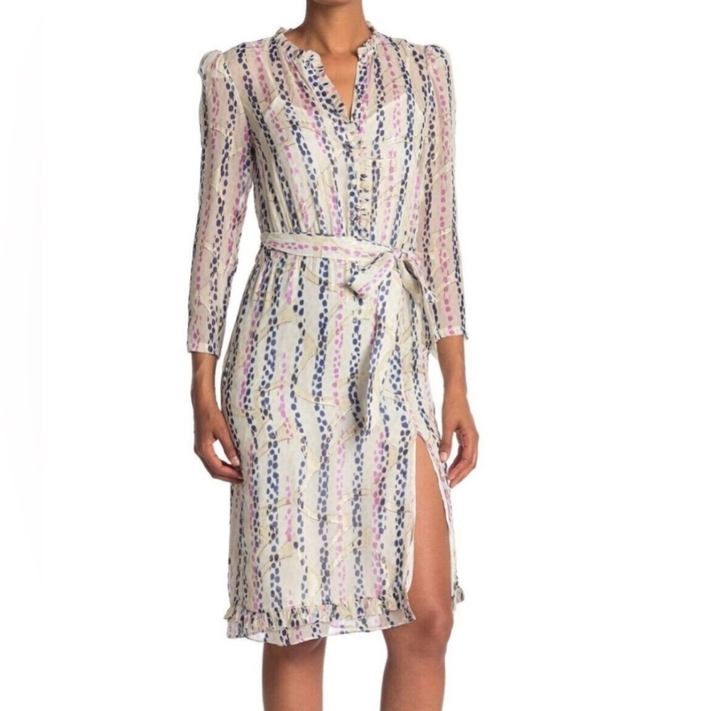 Reiss Skyla Metallic Detailed Chiffon Midi Dress 4